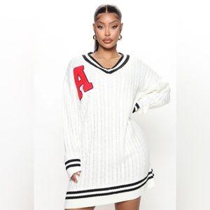 Fashion nova Varsity letterman sweater dress